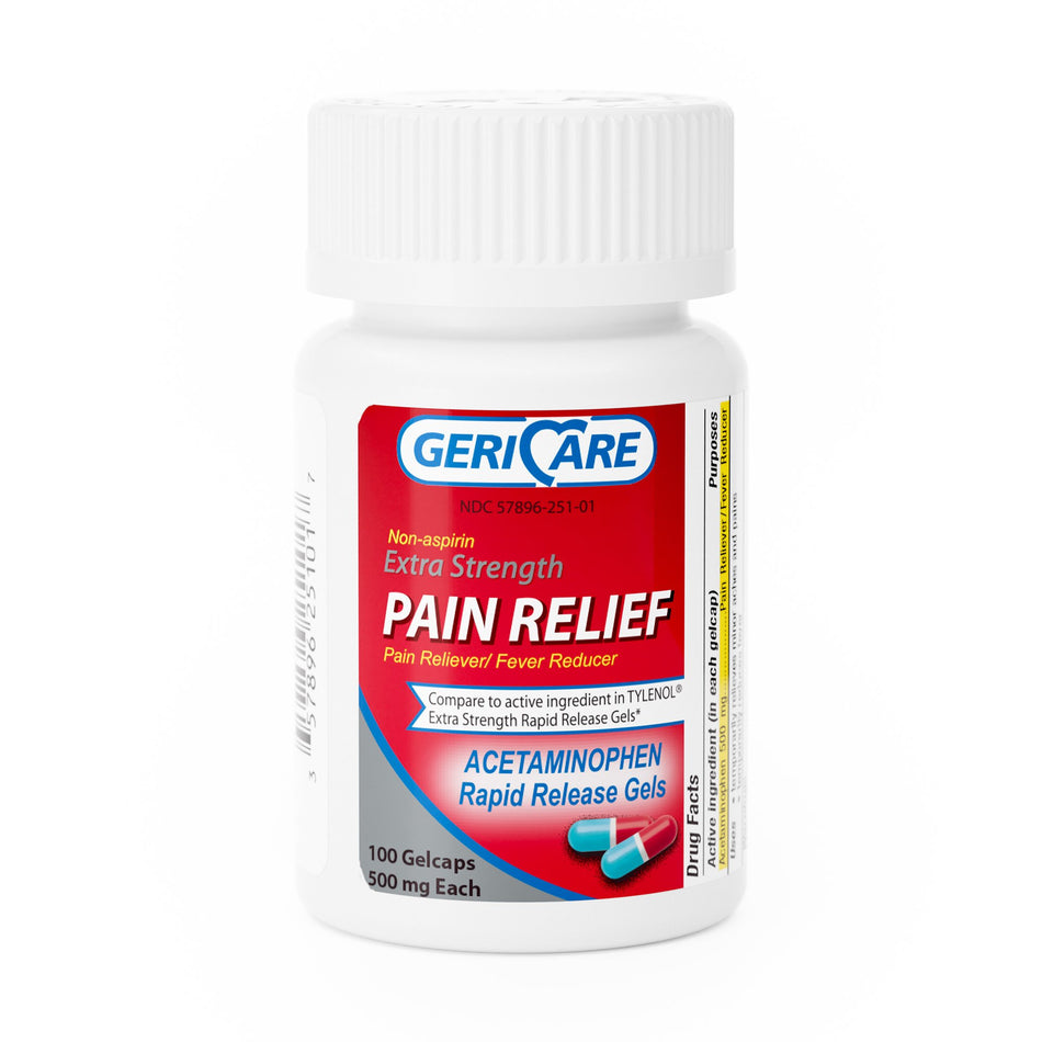 Geri-Care� Acetaminophen Pain Relief-Pain Relief McKesson Brand 500 mg Strength Acetaminophen Gelcap 100 per Bottle