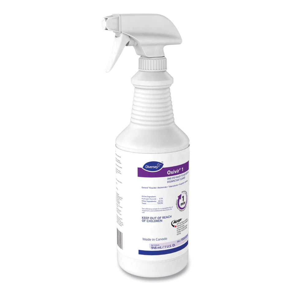 Oxivir� 1 RTU Surface Disinfectant Cleaner, Spray Bottle, 1 qt.-Diversey� Oxivir� 1 Surface Disinfectant Cleaner Peroxide Based Pump Spray Liquid 32 oz. Bottle Cherry Almond Scent NonSterile