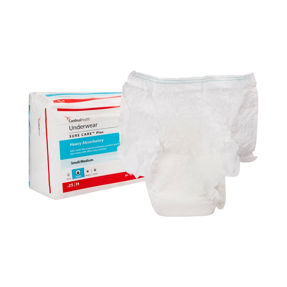 Sure Care� Plus Heavy Absorbent Underwear, Medium-Unisex Adult Absorbent Underwear Sure Care� Plus Pull On with Tear Away Seams Medium Disposable Heavy Absorbency