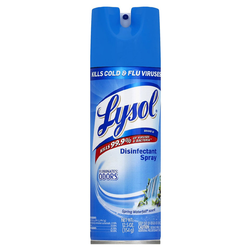 Lysol� Disinfectant Spray Spring Waterfall� Scent, 12.5-ounce Aerosol Can-Lysol� Surface Disinfectant Alcohol Based Aerosol Spray Liquid 12.5 oz. Can Spring Waterfall Scent NonSterile