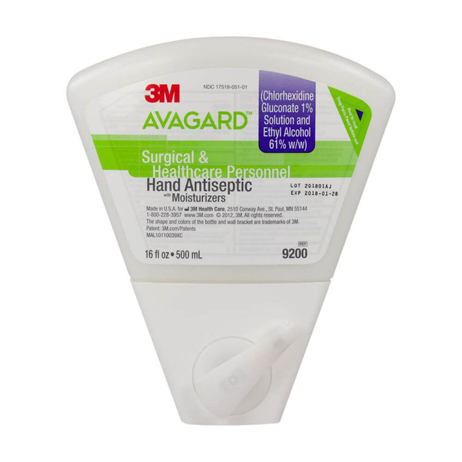 3M Avagard Surgical Scrub Dispenser Refill Bottle, 1% Chlorhexidine Gluconate, 61% Ethyl Alcohol-Waterless Surgical Scrub 3M� Avagard� 16 oz. Dispenser Refill Bottle 1% / 61% Strength CHG (Chlorhexidine Gluconate) / Ethyl Alcohol NonSterile