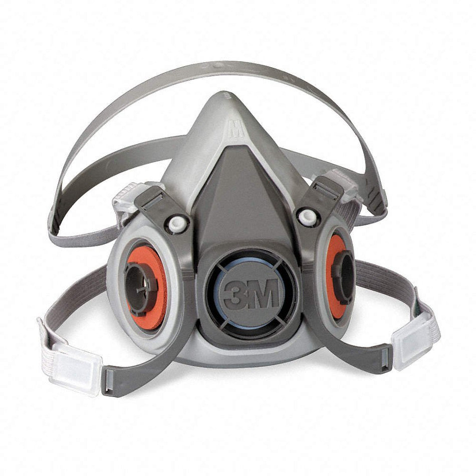 3M� 6000 Respirator Mask-3M� 6000 Reusable Respirator Industrial N95 Half Face 4 Point Adjustable Head Strap Medium Gray / White