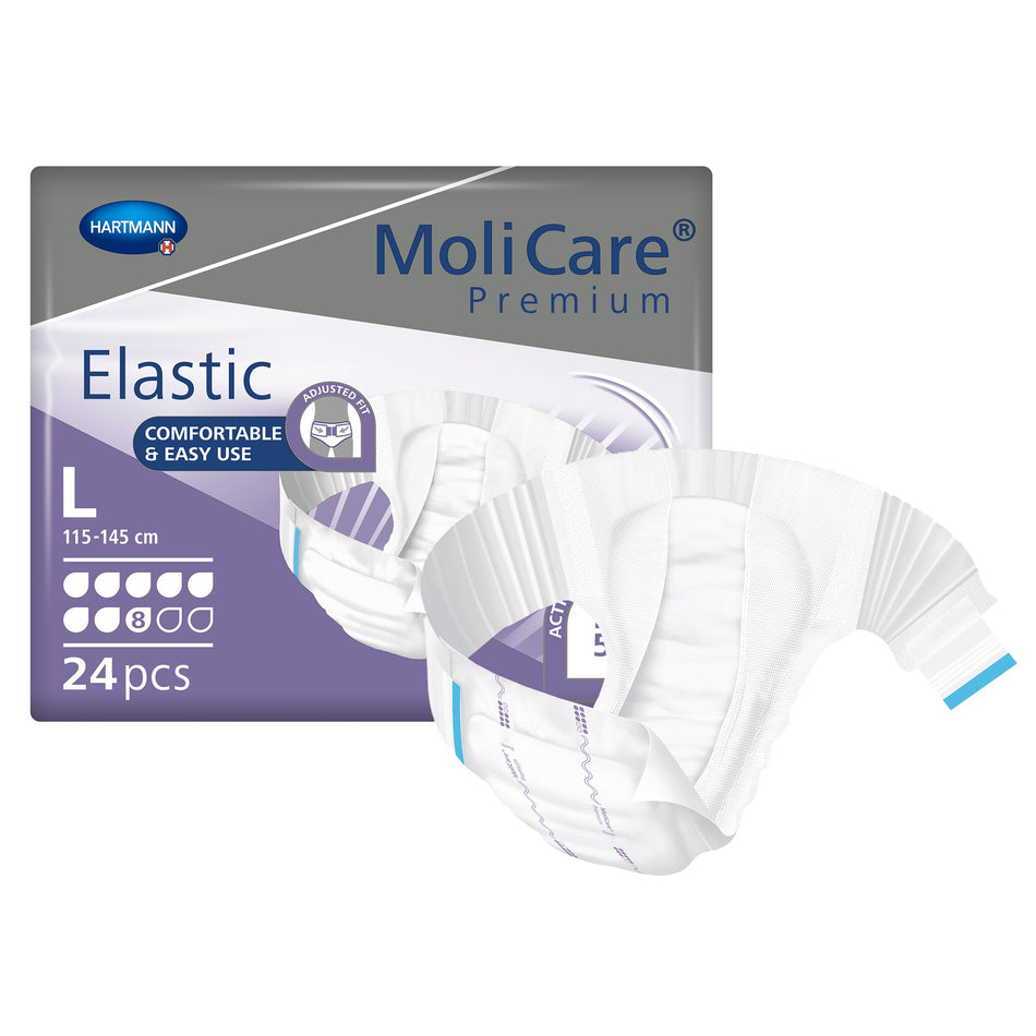 MoliCare� Premium Elastic 8 Drop Absorbency Incontinence Briefs, Large-Unisex Adult Incontinence Brief MoliCare� Premium Elastic 8D Large Disposable Heavy Absorbency