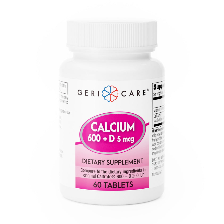 Geri-Care� Calcium 600 + D Dietary Supplement-Joint Health Supplement Geri-Care� Vitamin D3 / Calcium Carbonate 200 IU - 600 mg Strength Tablet 60 per Bottle