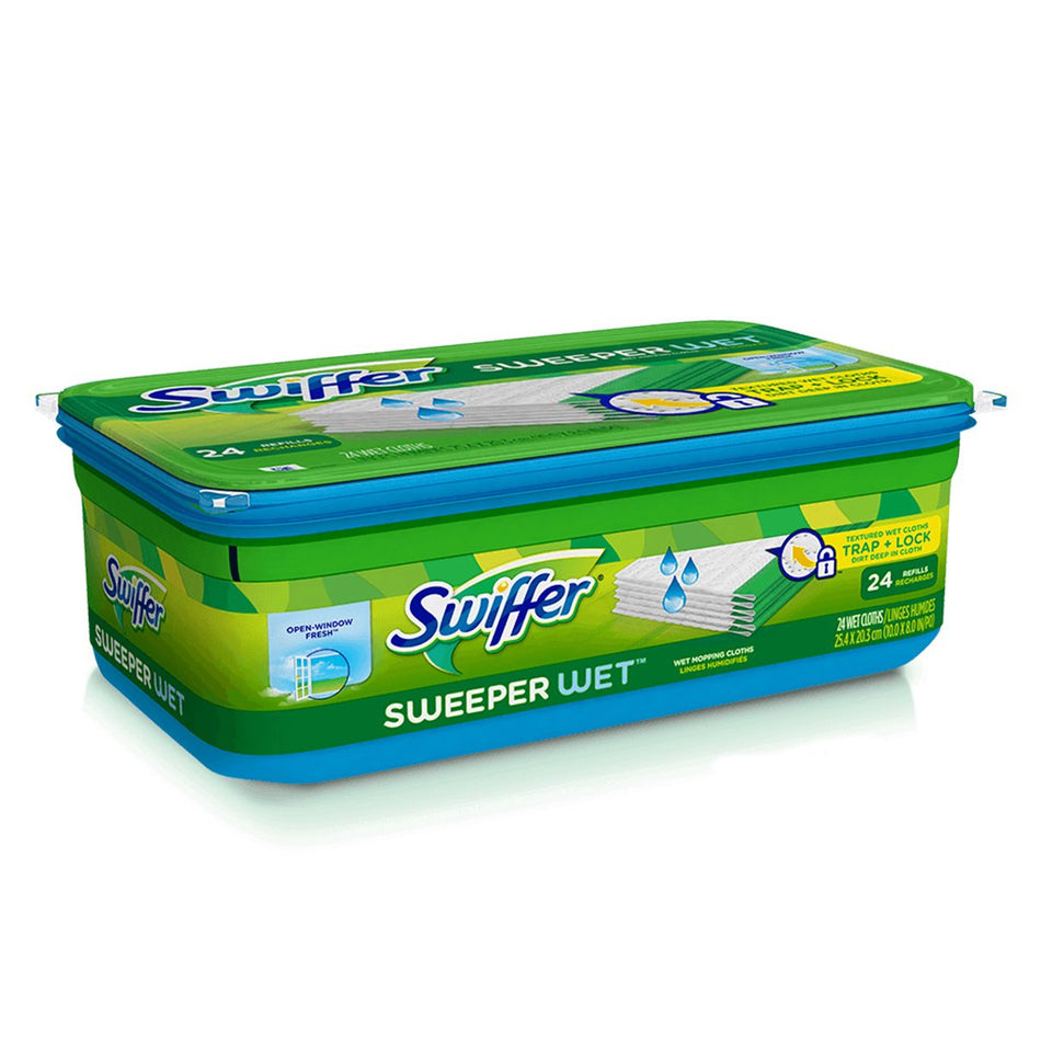 Swiffer� Sweeper Wet� Mopping Pads, Window Fresh Scent-Saturated Wet Mop Pad Swiffer� Sweeper Wet� Bound Edge White Cloth Disposable