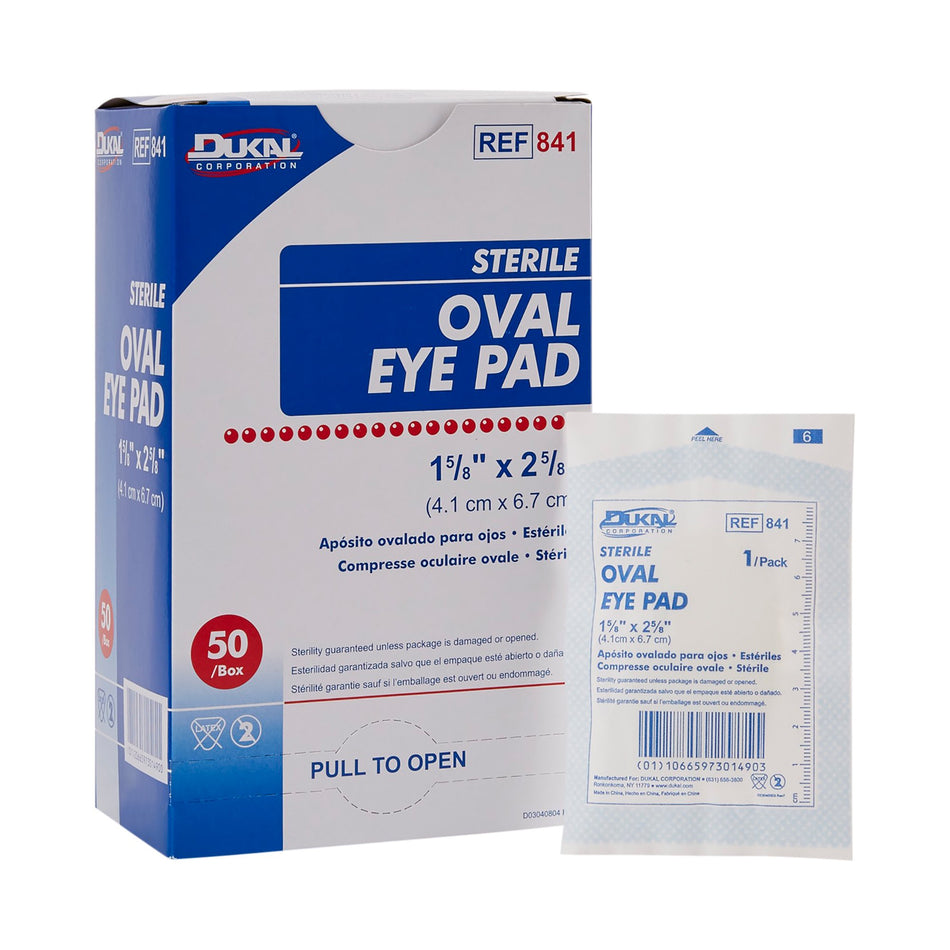 Dukal� Small Eye Pad, 1-5/8 x 2-5/8 Inch Oval-Eye Pad Dukal� 1-5/8 X 2-5/8 Inch Sterile 1 per Pack