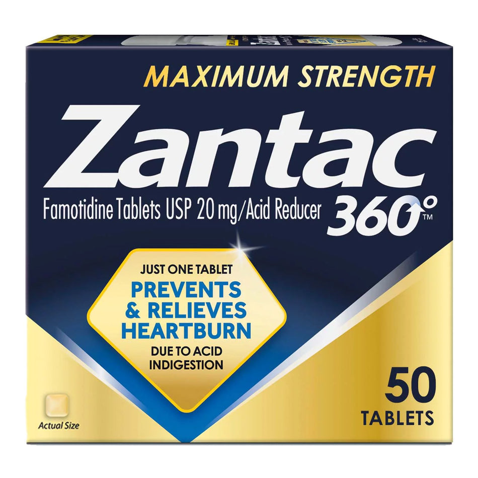 Zantac 360�� Acid Reducer Maximum Strength Tablets-Antacid Zantac 360�� Maximum Strength 20 mg Strength Tablet 50 per Bottle