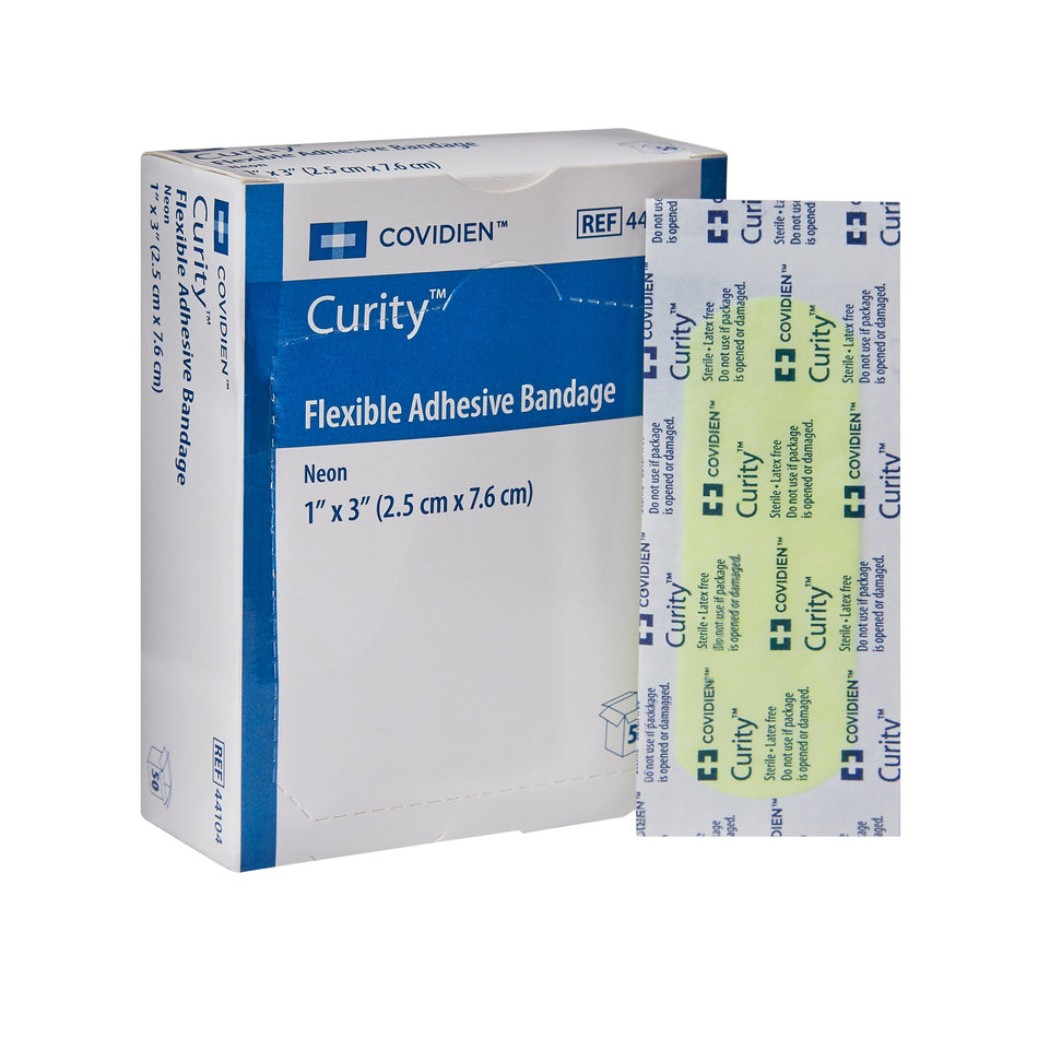 Curity� Neon Adhesive Strip, 1 x 3 Inch-Adhesive Strip Curity� 1 X 3 Inch Fabric Rectangle Neon Sterile