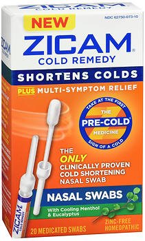 Zicam� Cold Remedy Medicated Nasal Swabs-Cold and Sinus Relief Zicam� 4X - 4X - 4X Strength Nasal Swab 20 per Box