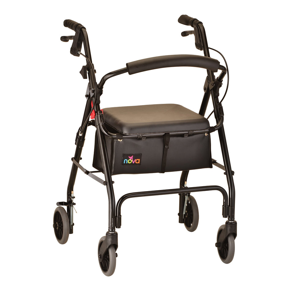 4 Wheel Rollator GetGO Classic Black Adjustable Height / Folding Aluminum Frame