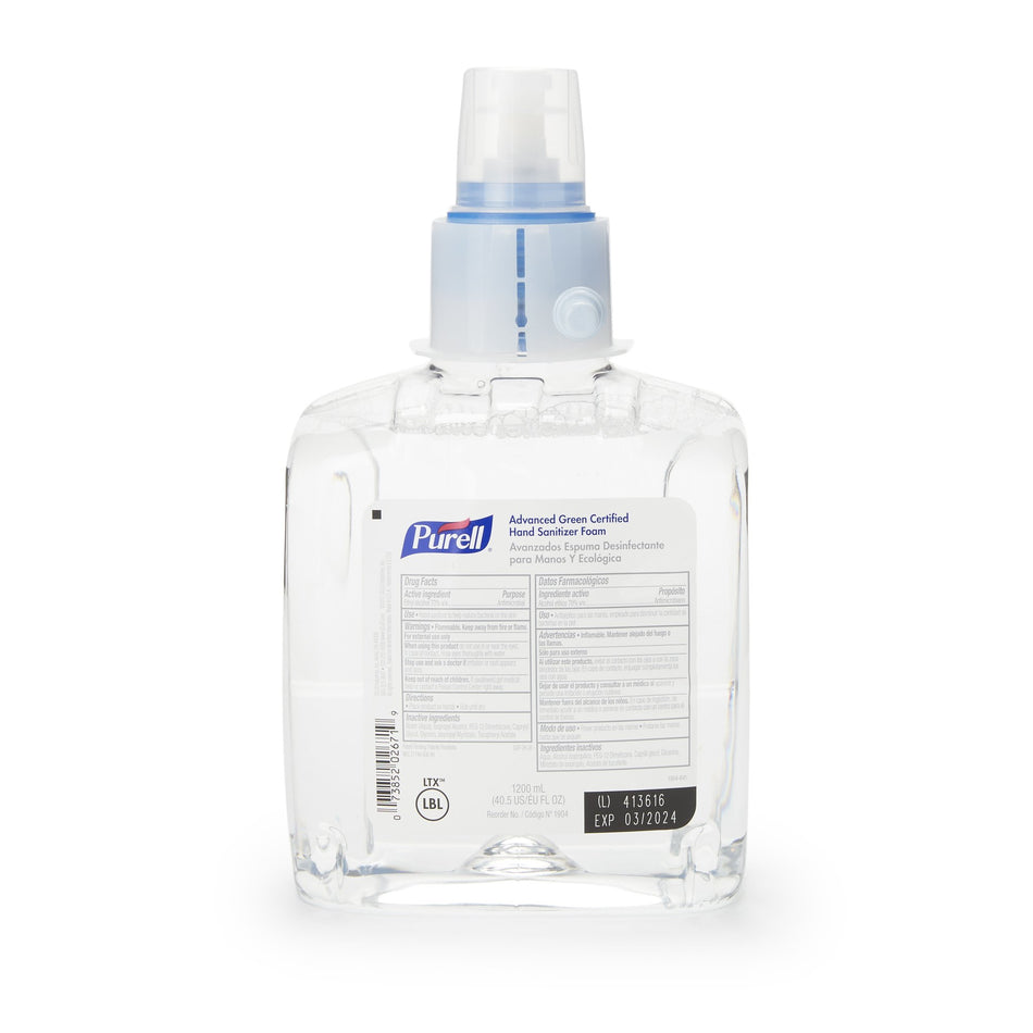 Hand Sanitizer Purell® Advanced Green Certified 1,200 mL Ethyl Alcohol Foaming Dispenser Refill Bottle