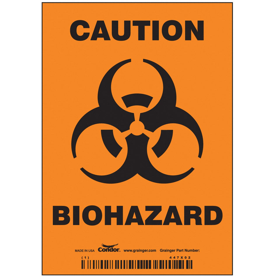 Wall Sign Caution Brady™ Caution Biohazard with Symbol