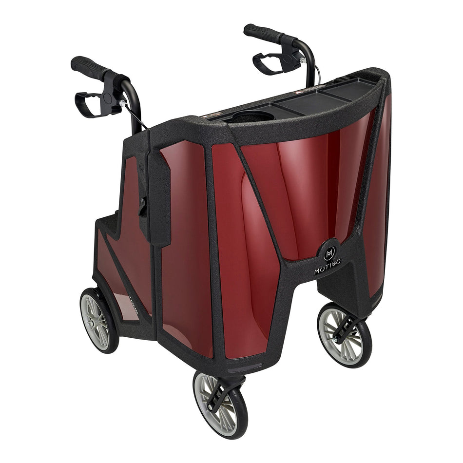 4 Wheel Rollator Tour Ruby Red Adjustable Height / Folding Carbon Fiber Frame