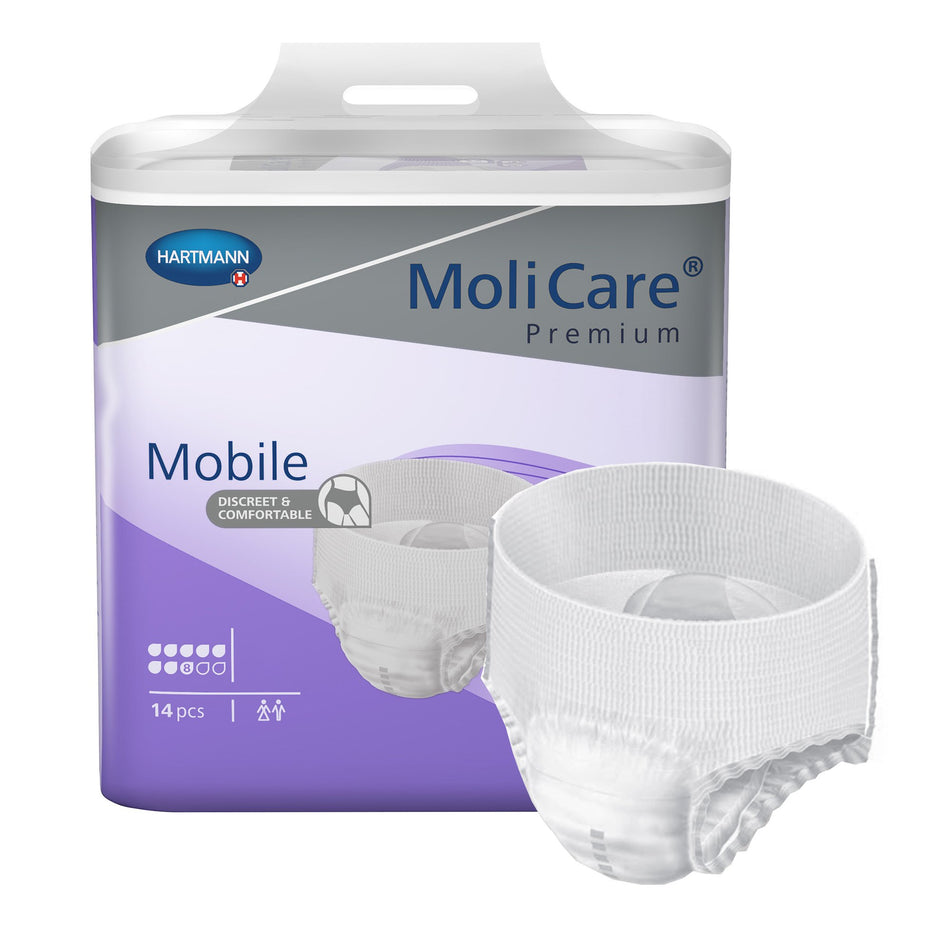 Unisex Adult Absorbent Underwear MoliCare® Premium Mobile 8D Pull On with Tear Away Seams Large Disposable Heavy Absorbency